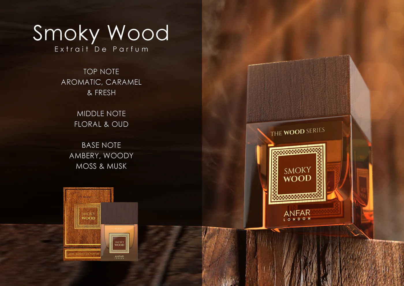 ANFAR LONDON-Smoky Wood Extrait de Parfum 100ml Para Hombres - Imagen 5