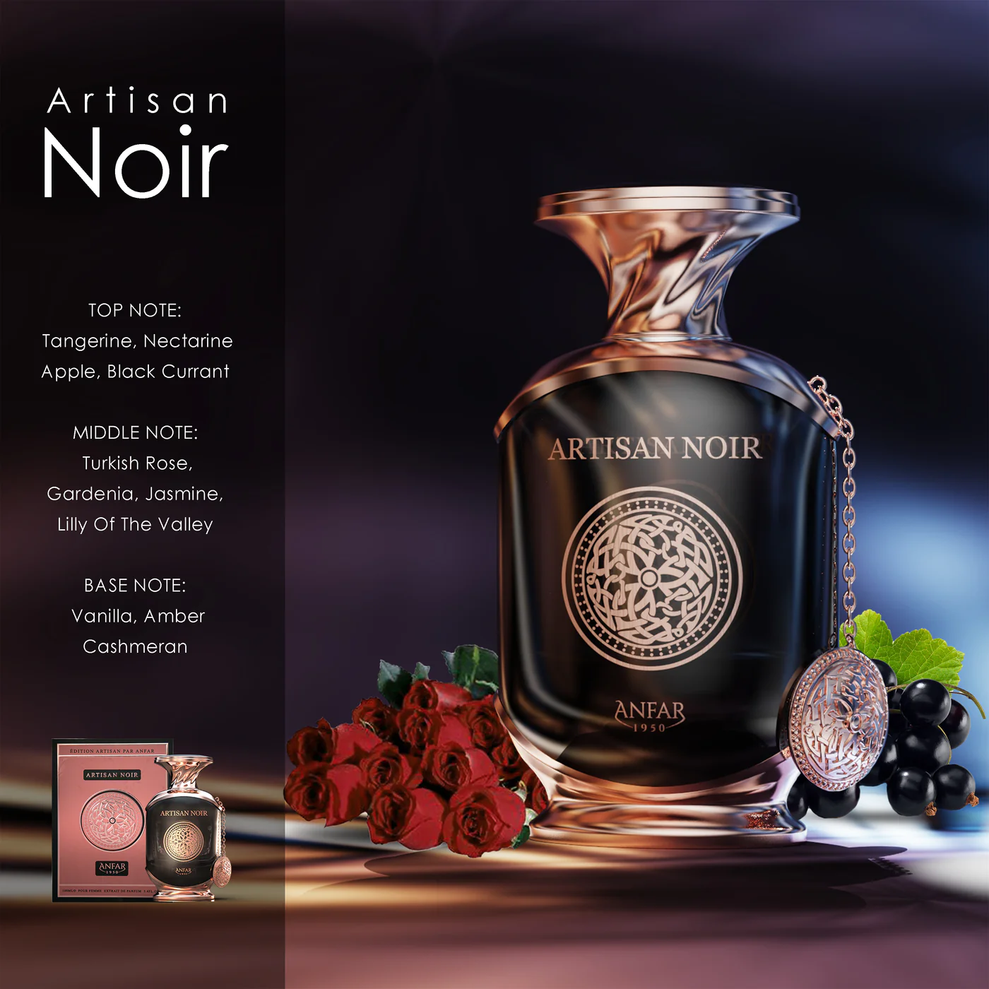 ANFAR-Artisan Noir Extrait De Parfum 100ml Para Mujeres Lanzamiento Exclusivo - Imagen 3